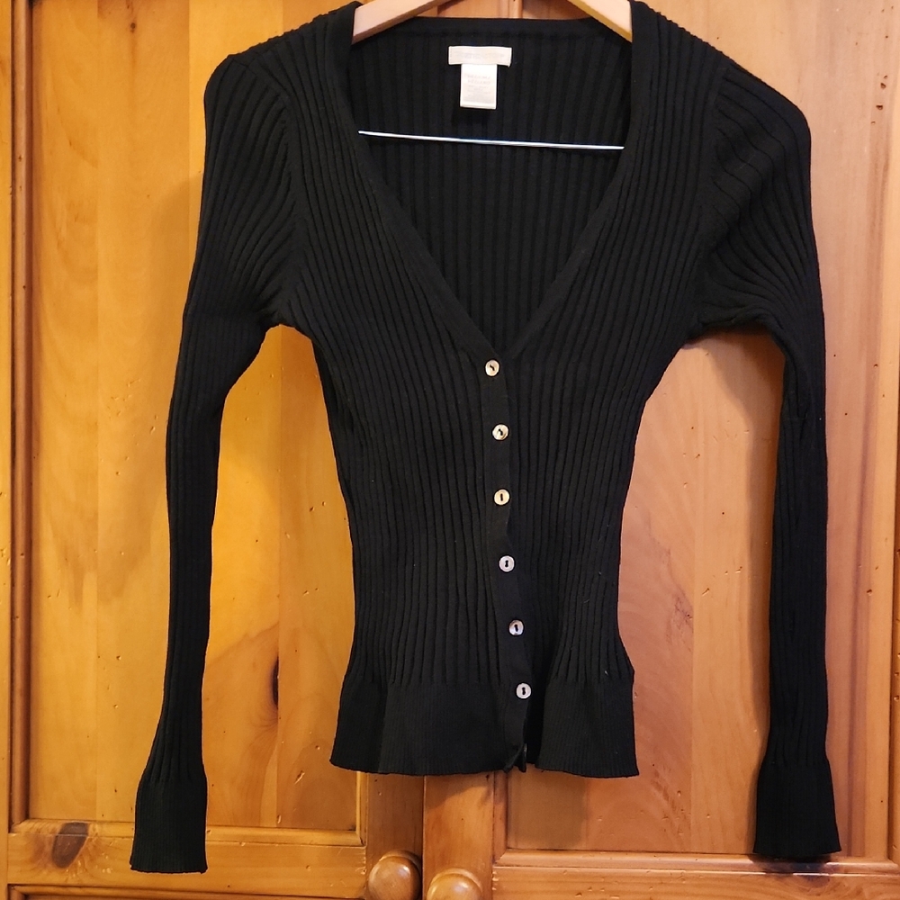 Worthington Black Ribbed Women's Cardigan